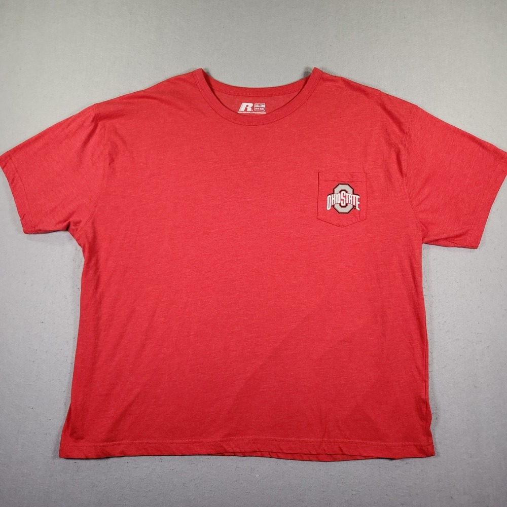 Ohio State University Shirt Russell Athletics 3XL 54-55 Red Pocket Short Sleeve